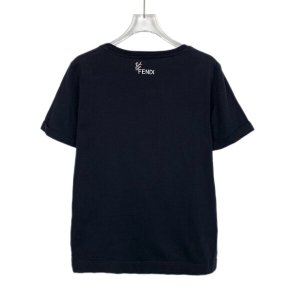 Fendi Womens T-Shirt Black With Red Graphic Print Size 40 Cotton Crew Neck Short - Picture 2 of 6